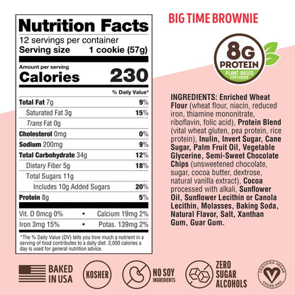 Lenny & Larry's Protein Cookie, Big Time Brownie, Chewy Soft Baked, 8g pflanzliches Protein, vegan, non-GMO, ballaststoffreich, 2 Unzen (Packung mit 12)