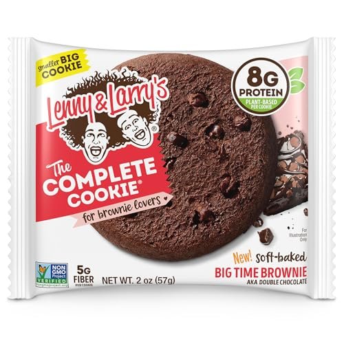 Lenny & Larry's Protein Cookie, Big Time Brownie, Chewy Soft Baked, 8g pflanzliches Protein, vegan, non-GMO, ballaststoffreich, 2 Unzen (Packung mit 12)
