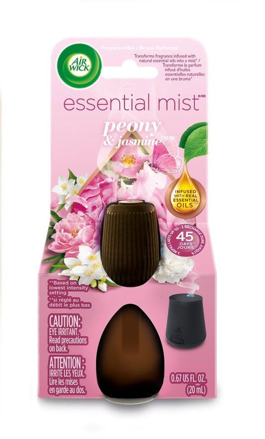 Air Wick Essential Mist Nachfüllung, 1 Stück, Pfingstrose und Jasmin, Raumduft für Aroma-Diffuser