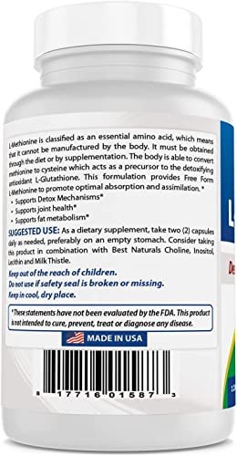 Best Naturals L-Methionin 500 mg – 120 vegane Kapseln, Nahrungsergänzungsmittel