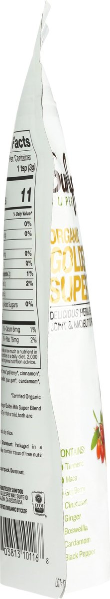 Sunfood Superfoods Bio Golden Milk Super Blend – Kurkuma Latte Pulver mit Ingwer, schwarzem Pfeffer, Zimt & Kardamom, vegan, USDA Bio, glutenfrei – 170 g
