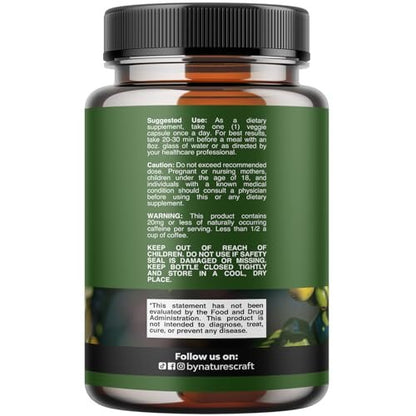 Reiner grüner Kaffee-Extrakt – Hochdosiertes grünes Kaffee-Extrakt mit 50 % Chlorogensäure für Antioxidantien, Herzgesundheit und mentale Klarheit – Natürliches Energie-Supplement für Erwachsene – 60 Kapseln