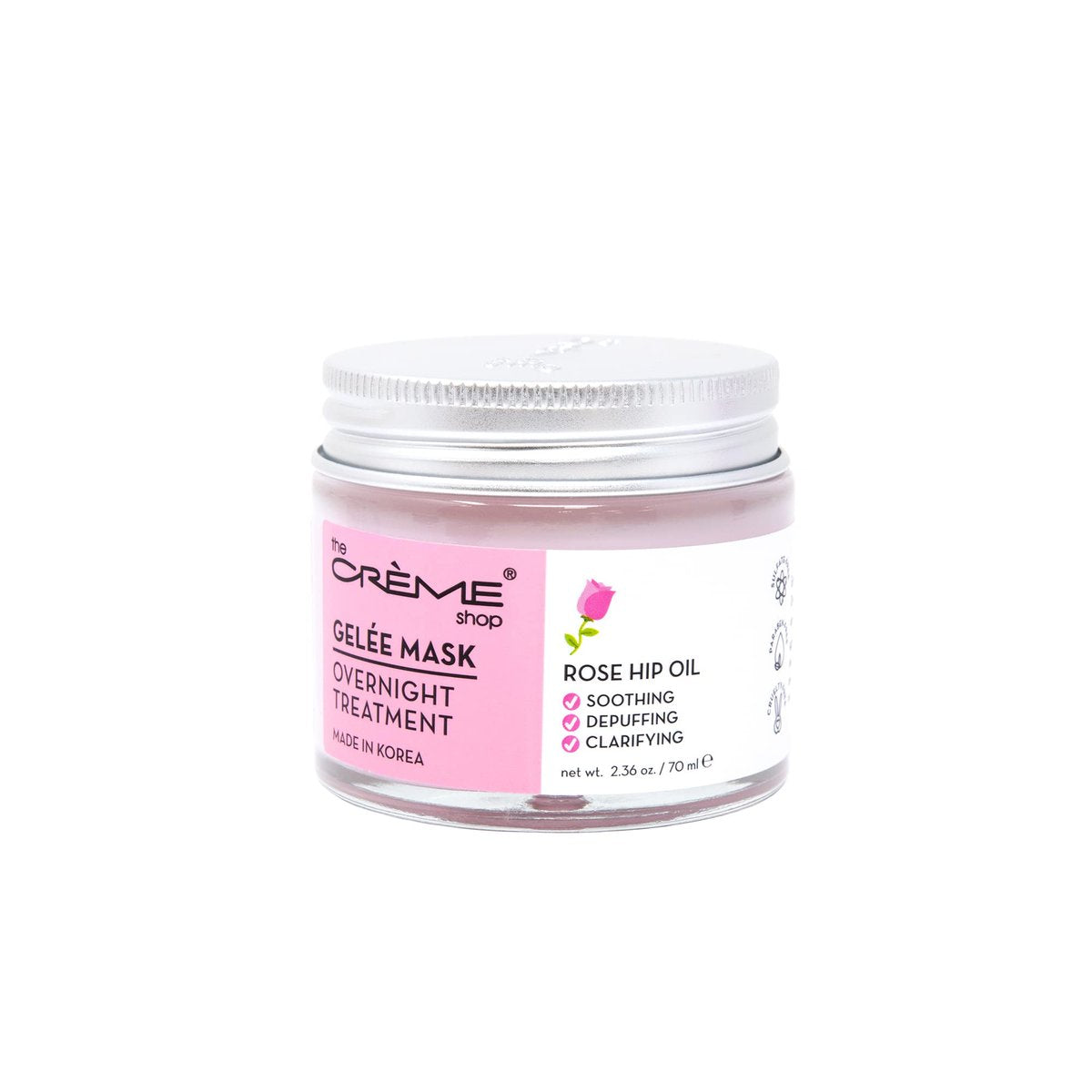 The Crème Shop Rose Hip Oil Gelée Overnight Face Mask – Feuchtigkeitsspendende Schlafmaske gegen Schwellungen, 2,36 oz