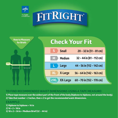 FitRight Erwachsene Inkontinenzhosen mit Klebelaschen, mittlere Saugfähigkeit, XL, Taillenumfang 142-163 cm, 20 Stück