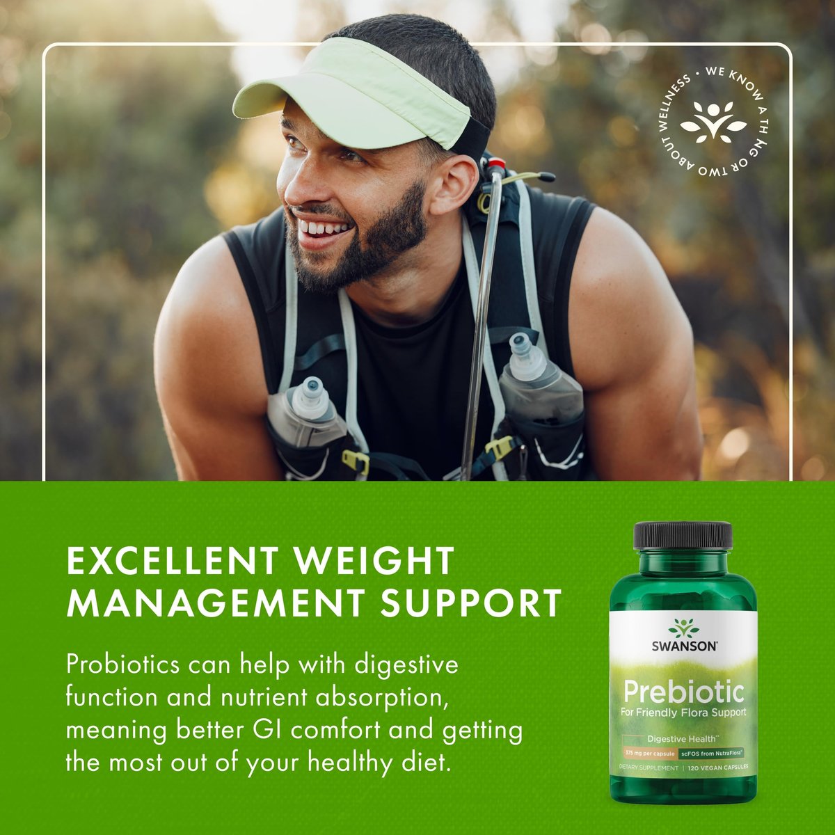 Swanson Prebiotische Ballaststoffkapseln mit NutraFlora FOS für Darmgesundheit – 750 mg (120 vegane Kapseln)