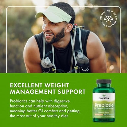 Swanson Prebiotische Ballaststoffkapseln mit NutraFlora FOS für Darmgesundheit – 750 mg (120 vegane Kapseln)