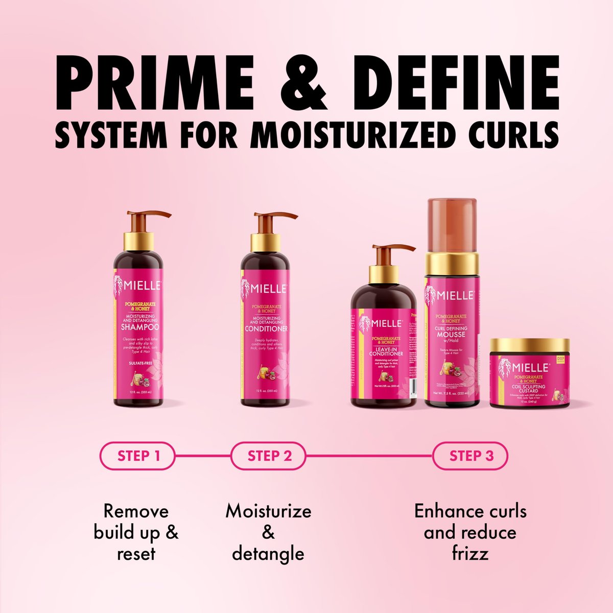 Mielle Organics Granatapfel & Honig Lockencreme - Coil Sculpting Custard für Typ 4 Haar - Feuchtigkeitsspendend, Frizz-kontrollierend, Pflegend & Glanzverleihend, 355 ml