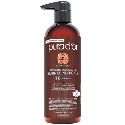 PURA D'OR 473 ml klinisch formulierter Biotin Conditioner - Tägliche Haarpflege-Routine für dünner werdendes Haar - 2X konzentrierte Kräutermischung Haarverdickungsprodukte für Frauen & Männer