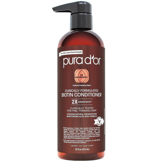 PURA D'OR 473 ml klinisch formulierter Biotin Conditioner - Tägliche Haarpflege-Routine für dünner werdendes Haar - 2X konzentrierte Kräutermischung Haarverdickungsprodukte für Frauen & Männer