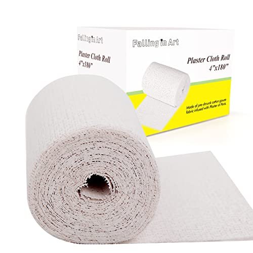 Falling in Art Gipsbinden-Rolle, 500 g/m² Gipsstreifen, Gipsverband für Bastelprojekte, Maskenbau, Bauchabdrücke, Körperformen, 10 cm x 450 cm, Einzelrolle