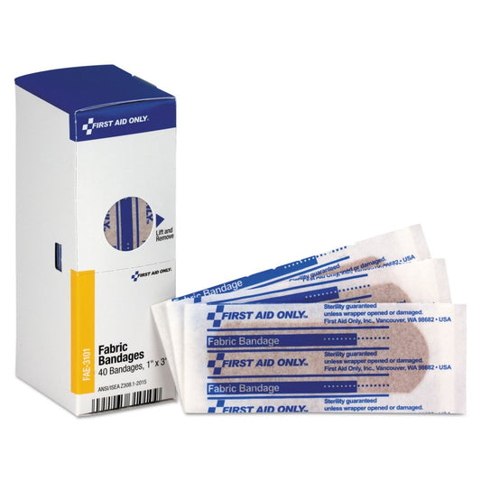 First Aid Only FAE-3101 Smart Compliance 1 x 3 Zoll Stoffpflaster, Nachfüllpackung für Erste-Hilfe-Kits für Unternehmen, Arbeitsplätze und Zuhause, 40 Stück