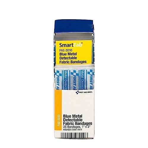 First Aid Only FAE-3010 SmartCompliance Nachfüllpflaster – blaue metallisch detektierbare Pflaster, 1 x 3 Zoll, 25 Stück
