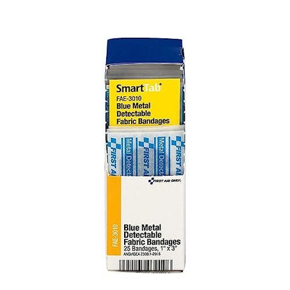 First Aid Only FAE-3010 SmartCompliance Nachfüllpflaster – blaue metallisch detektierbare Pflaster, 1 x 3 Zoll, 25 Stück