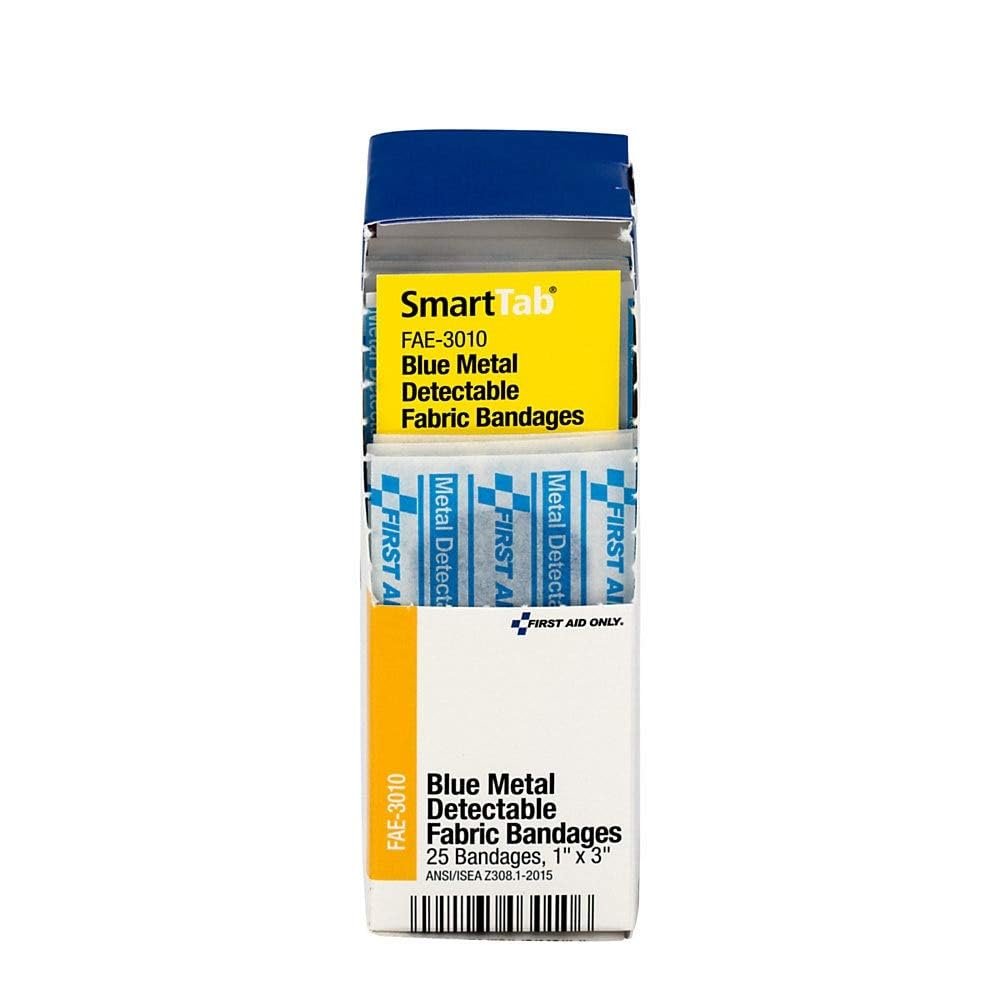 First Aid Only FAE-3010 SmartCompliance Nachfüllpflaster – blaue metallisch detektierbare Pflaster, 1 x 3 Zoll, 25 Stück