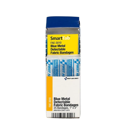 First Aid Only FAE-3010 SmartCompliance Nachfüllpflaster – blaue metallisch detektierbare Pflaster, 1 x 3 Zoll, 25 Stück