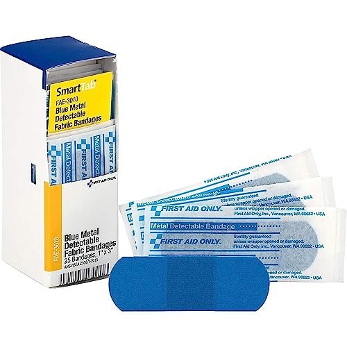 First Aid Only FAE-3010 SmartCompliance Nachfüllpflaster – blaue metallisch detektierbare Pflaster, 1 x 3 Zoll, 25 Stück