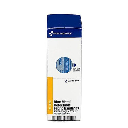 First Aid Only FAE-3010 SmartCompliance Nachfüllpflaster – blaue metallisch detektierbare Pflaster, 1 x 3 Zoll, 25 Stück