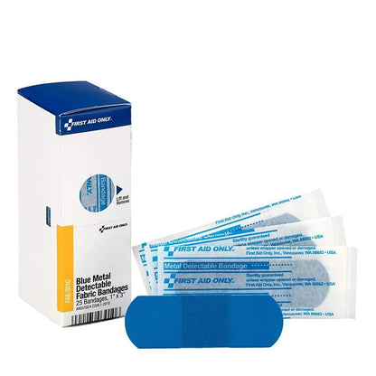 First Aid Only FAE-3010 SmartCompliance Nachfüllpflaster – blaue metallisch detektierbare Pflaster, 1 x 3 Zoll, 25 Stück
