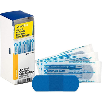 First Aid Only FAE-3010 SmartCompliance Nachfüllpflaster – blaue metallisch detektierbare Pflaster, 1 x 3 Zoll, 25 Stück