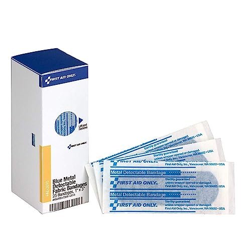 First Aid Only FAE-3010 SmartCompliance Nachfüllpflaster – blaue metallisch detektierbare Pflaster, 1 x 3 Zoll, 25 Stück