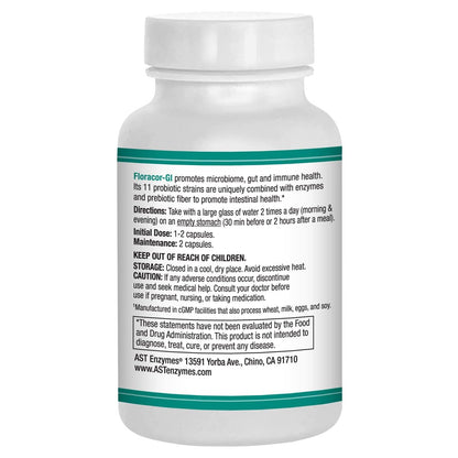 AST Enzymes Floracor - Unterstützt die Darm- und Verdauungsgesundheit - Hochwertige Probiotika, Präbiotika und Enzyme - 60 vegane Kapseln
