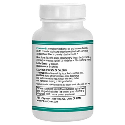 AST Enzymes Floracor - Unterstützt die Darm- und Verdauungsgesundheit - Hochwertige Probiotika, Präbiotika und Enzyme - 60 vegane Kapseln