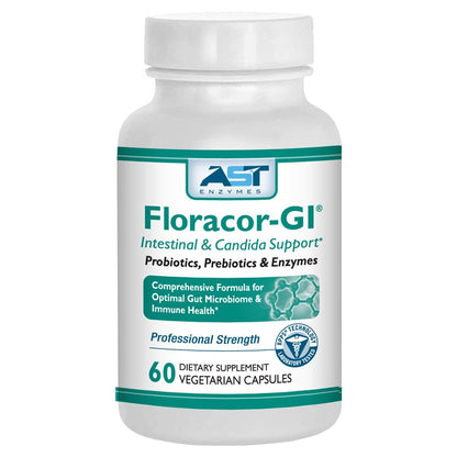AST Enzymes Floracor - Unterstützt die Darm- und Verdauungsgesundheit - Hochwertige Probiotika, Präbiotika und Enzyme - 60 vegane Kapseln