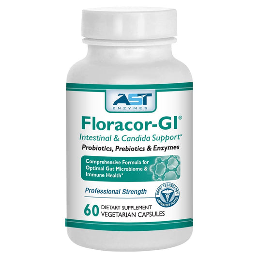 AST Enzymes Floracor - Unterstützt die Darm- und Verdauungsgesundheit - Hochwertige Probiotika, Präbiotika und Enzyme - 60 vegane Kapseln
