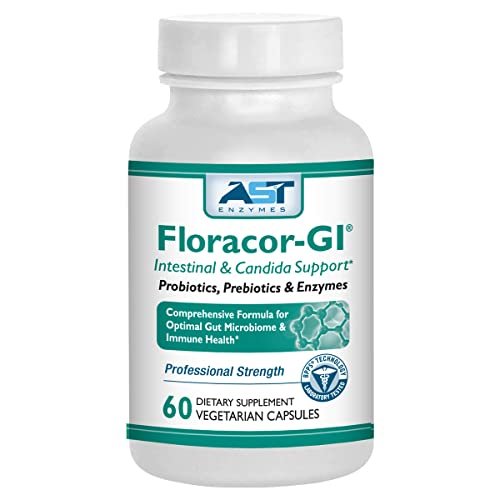 AST Enzymes Floracor - Unterstützt die Darm- und Verdauungsgesundheit - Hochwertige Probiotika, Präbiotika und Enzyme - 60 vegane Kapseln