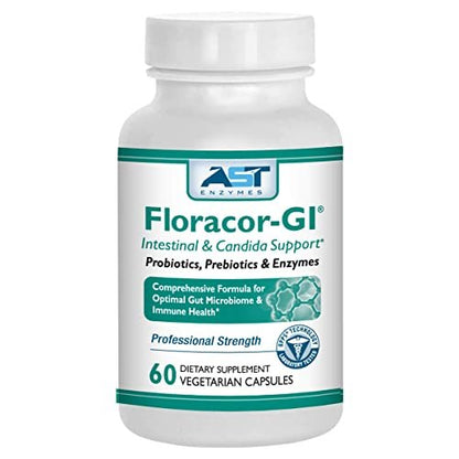 AST Enzymes Floracor - Unterstützt die Darm- und Verdauungsgesundheit - Hochwertige Probiotika, Präbiotika und Enzyme - 60 vegane Kapseln