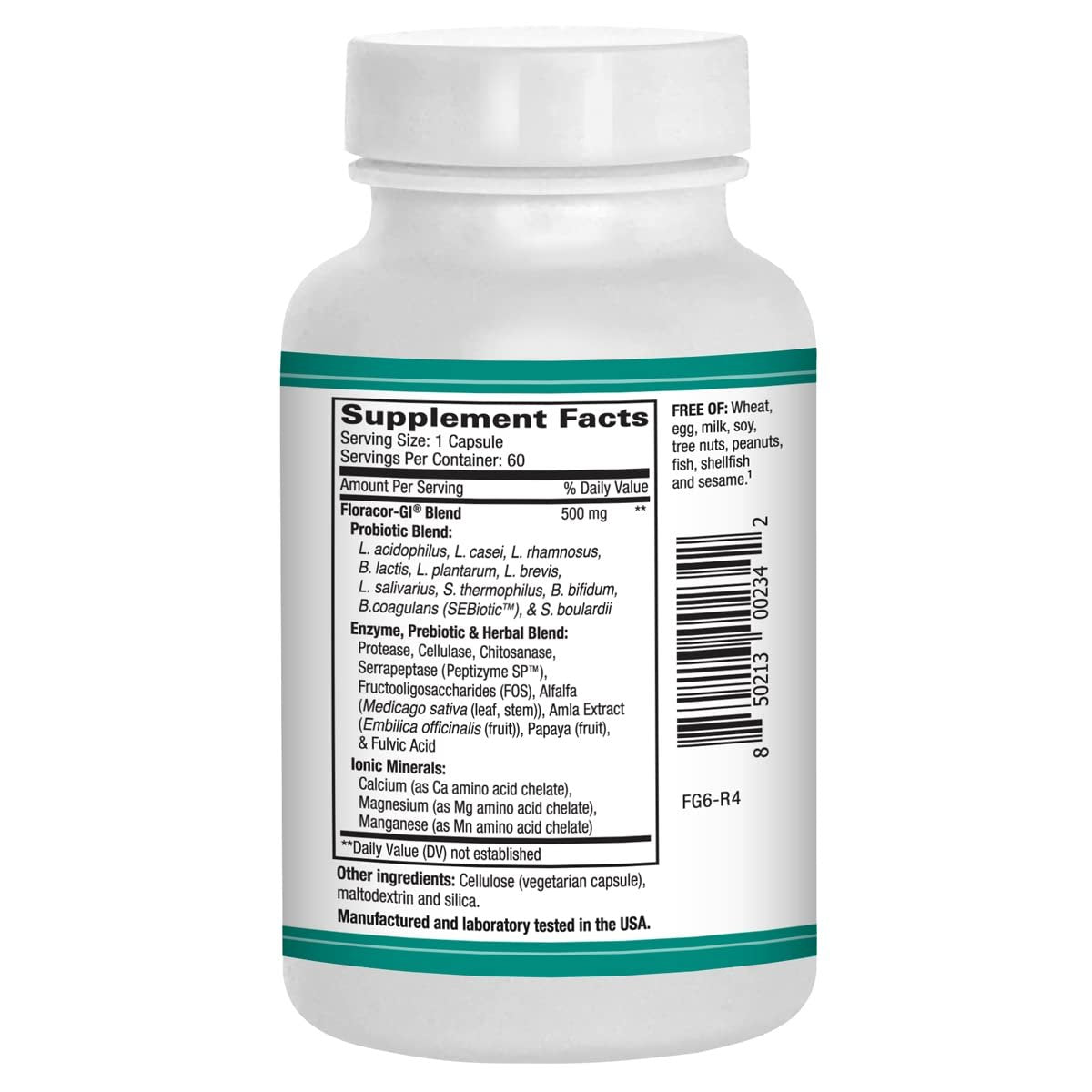 AST Enzymes Floracor - Unterstützt die Darm- und Verdauungsgesundheit - Hochwertige Probiotika, Präbiotika und Enzyme - 60 vegane Kapseln