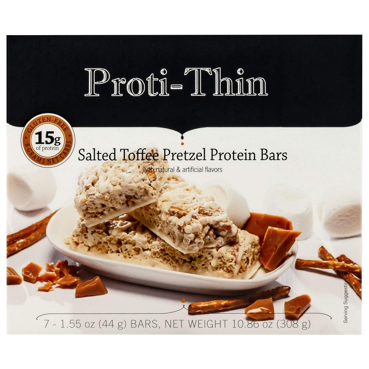 Proti-Thin Proteinriegel Salted Toffee Pretzel – 15g Protein, Low Carb, Keto-freundlich, 7er Pack