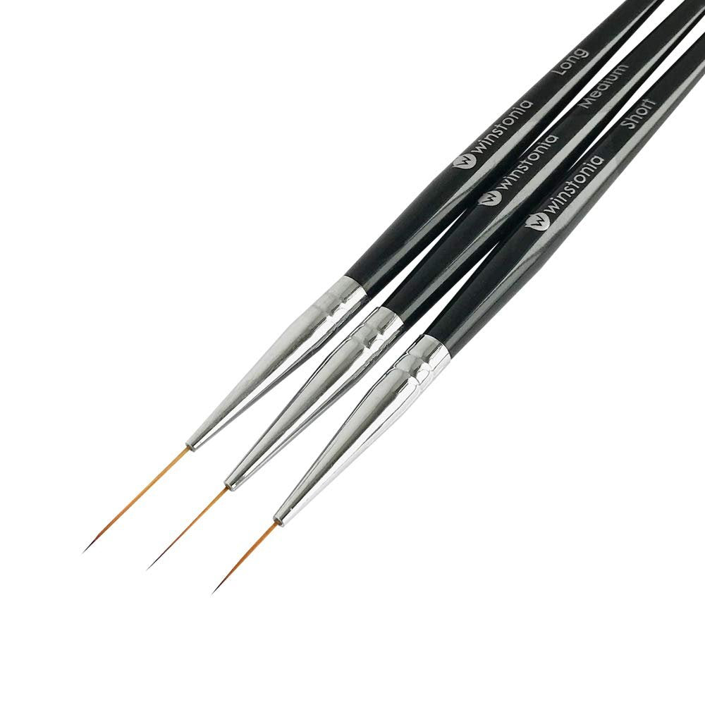 Winstonia Nail Art Pinsel Set – 3 Striper Pinsel für feine Linien, Details und präzise Nageldesigns