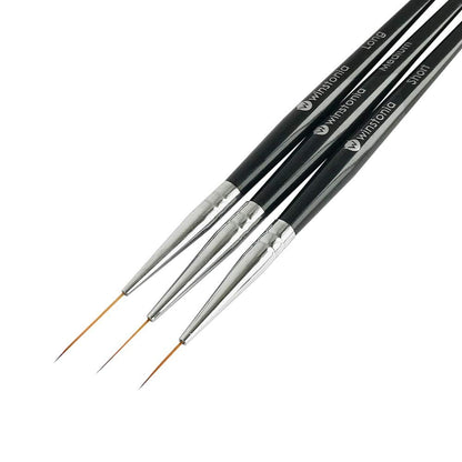 Winstonia Nail Art Pinsel Set – 3 Striper Pinsel für feine Linien, Details und präzise Nageldesigns