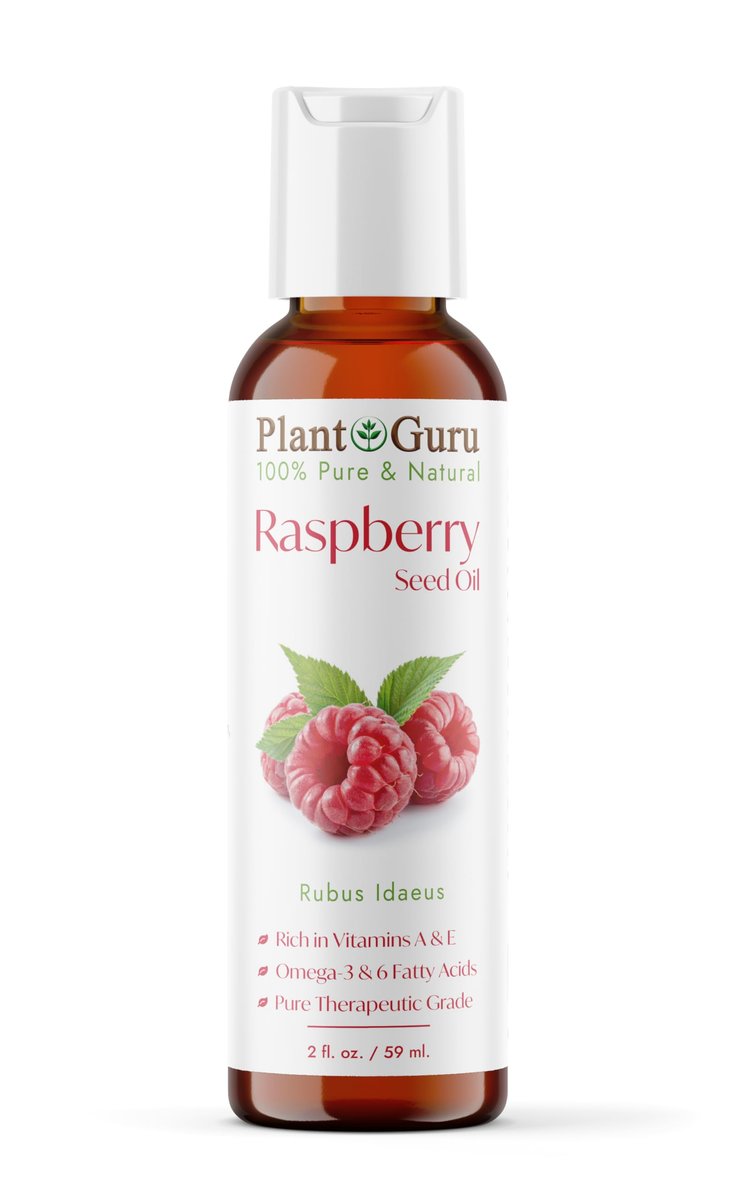 Plant Guru Rotes Himbeersamenöl 60 ml – Kaltgepresst, Unraffiniert, 100% Rein & Natürlich – Ideal als Feuchtigkeitspflege für Haut, Gesicht, Körper & Haare – Perfekt für DIY Seifen, Cremes, Lotionen & Lippenbalsame