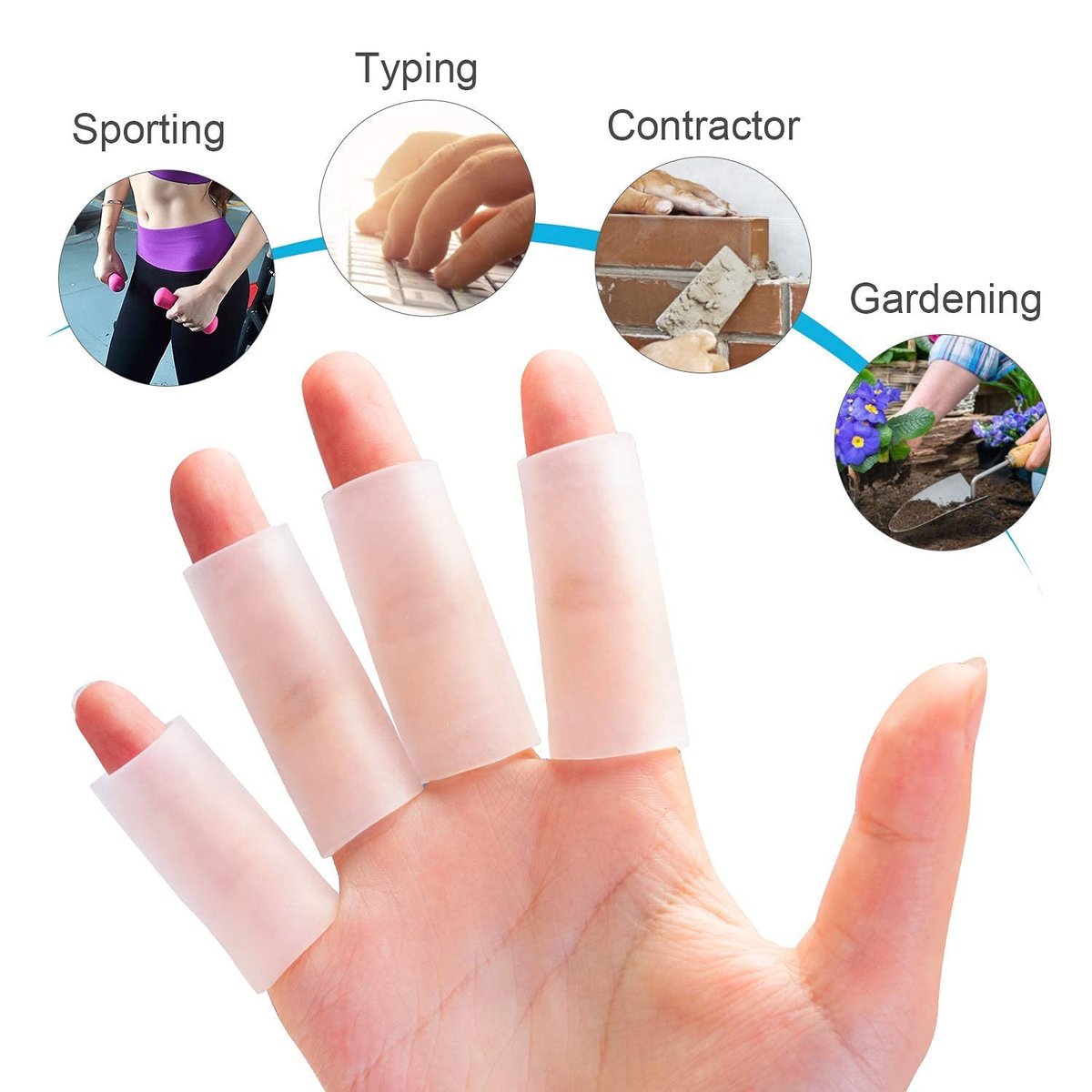 Sumifun Finger Sleeves 8 Stück – Gel Finger Tubes für Arthritis, Triggerfinger, Sport & rissige Finger