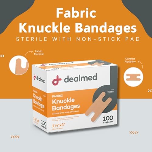 Dealmed Stoff-Fingerverband Flexibler Haftverband – 100 Stück (1 Packung) mit nicht haftendem Pad, Latexfrei, Wundversorgung für Erste-Hilfe-Set, 3,8 cm x 7,6 cm