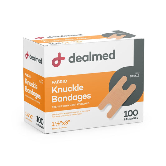 Dealmed Stoff-Fingerverband Flexibler Haftverband – 100 Stück (1 Packung) mit nicht haftendem Pad, Latexfrei, Wundversorgung für Erste-Hilfe-Set, 3,8 cm x 7,6 cm