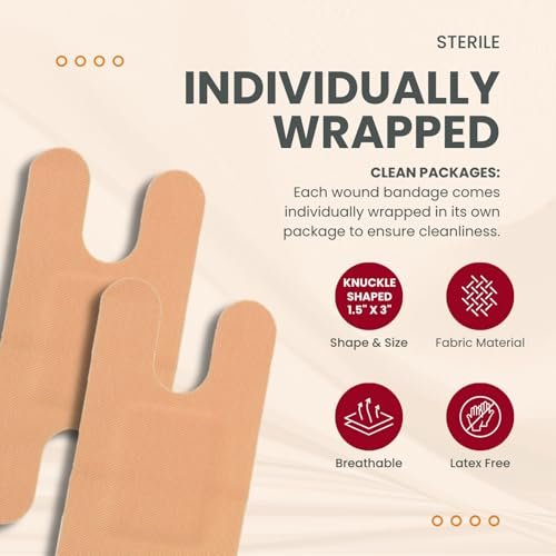 Dealmed Stoff-Fingerverband Flexibler Haftverband – 100 Stück (1 Packung) mit nicht haftendem Pad, Latexfrei, Wundversorgung für Erste-Hilfe-Set, 3,8 cm x 7,6 cm