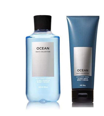 Bath & Body Works Men's Collection Ultra Shea Body Cream & 2 in 1 Haar- und Körperwäsche OCEAN – 2-teiliges Set