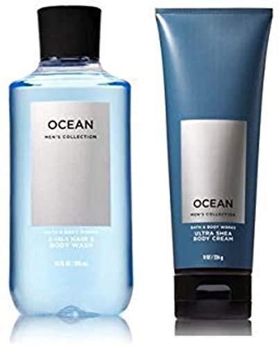 Bath & Body Works Men's Collection Ultra Shea Body Cream & 2 in 1 Haar- und Körperwäsche OCEAN – 2-teiliges Set