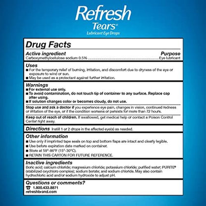 Refresh Tears Befeuchtende Augentropfen 4x15 ml + 1x5 ml – Linderung bei trockenen Augen