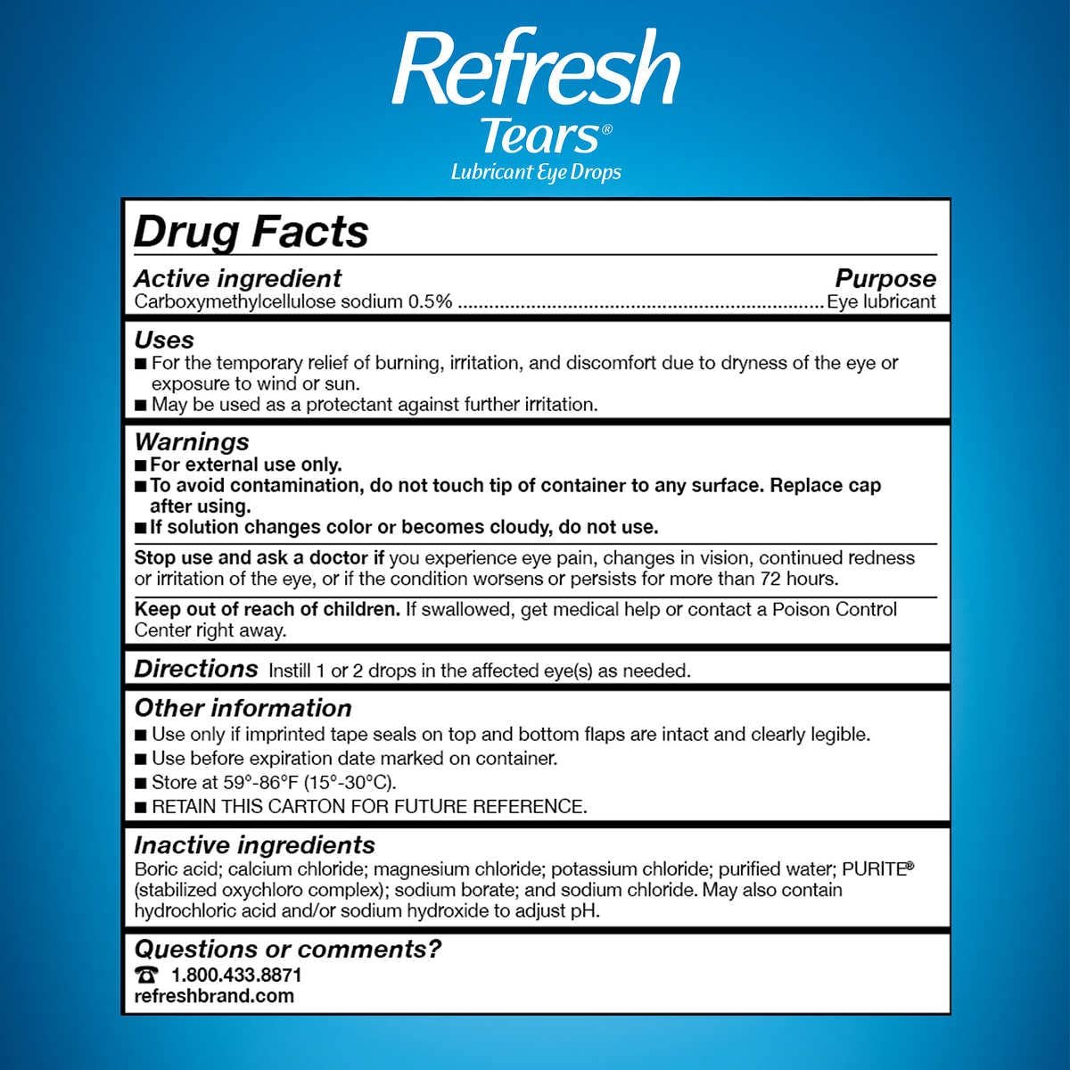 Refresh Tears Befeuchtende Augentropfen 4x15 ml + 1x5 ml – Linderung bei trockenen Augen