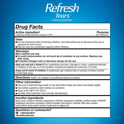 Refresh Tears Befeuchtende Augentropfen 4x15 ml + 1x5 ml – Linderung bei trockenen Augen