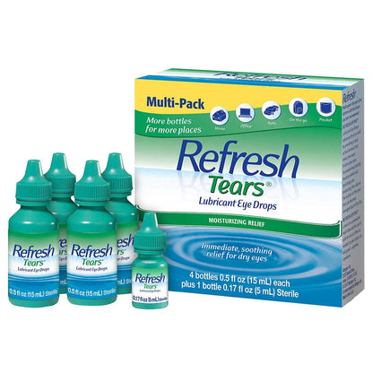 Refresh Tears Befeuchtende Augentropfen 4x15 ml + 1x5 ml – Linderung bei trockenen Augen