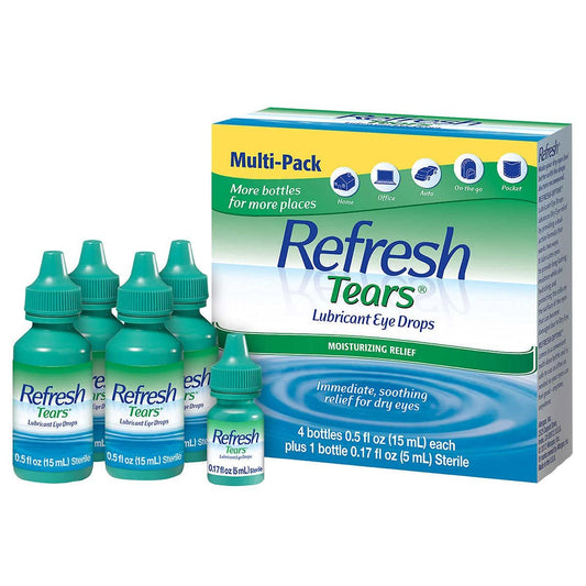 Refresh Tears Befeuchtende Augentropfen 4x15 ml + 1x5 ml – Linderung bei trockenen Augen