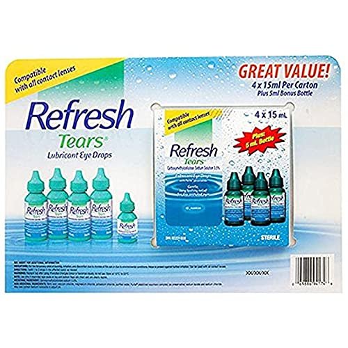 Refresh Tears Befeuchtende Augentropfen 4x15 ml + 1x5 ml – Linderung bei trockenen Augen