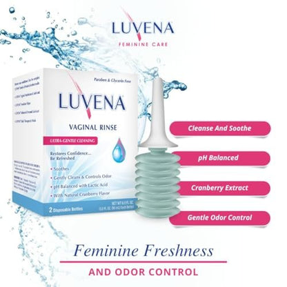 Luvena Vaginaldusche für Frauen – Ultra-sanfte Intimwaschlotion – pH-ausgeglichen mit Milchsäure & natürlichen Enzymen, reduziert Gerüche, parabenfrei – 85 g (2er-Pack)