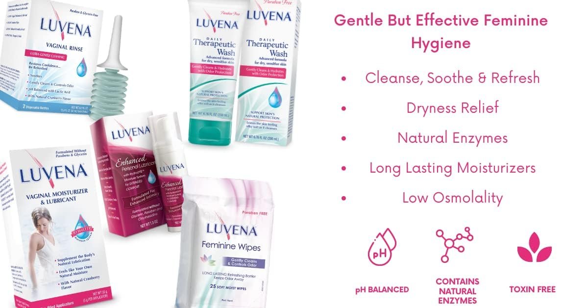 Luvena Vaginaldusche für Frauen – Ultra-sanfte Intimwaschlotion – pH-ausgeglichen mit Milchsäure & natürlichen Enzymen, reduziert Gerüche, parabenfrei – 85 g (2er-Pack)