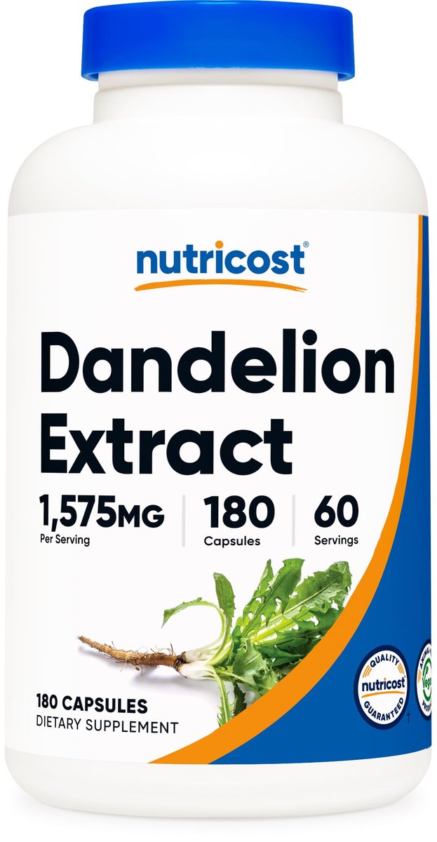 Nutricost Löwenzahn-Extrakt 180 Kapseln, 60 Portionen pro Flasche – Vegan, GVO-frei und Glutenfrei